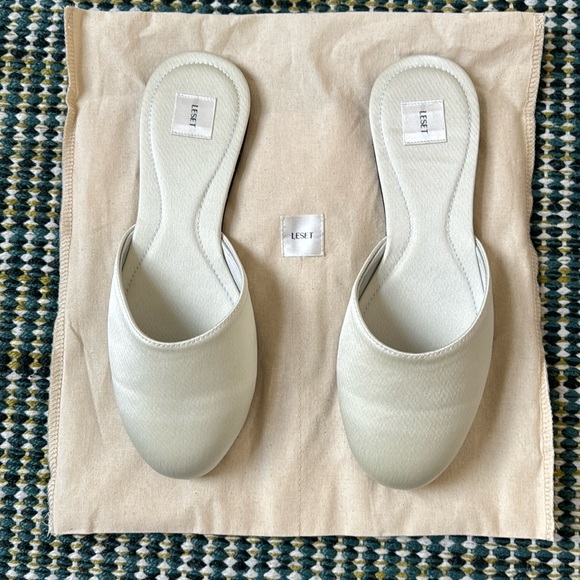 Leset Romy silk mules in celery, NWT, size 37 - Picture 2 of 5